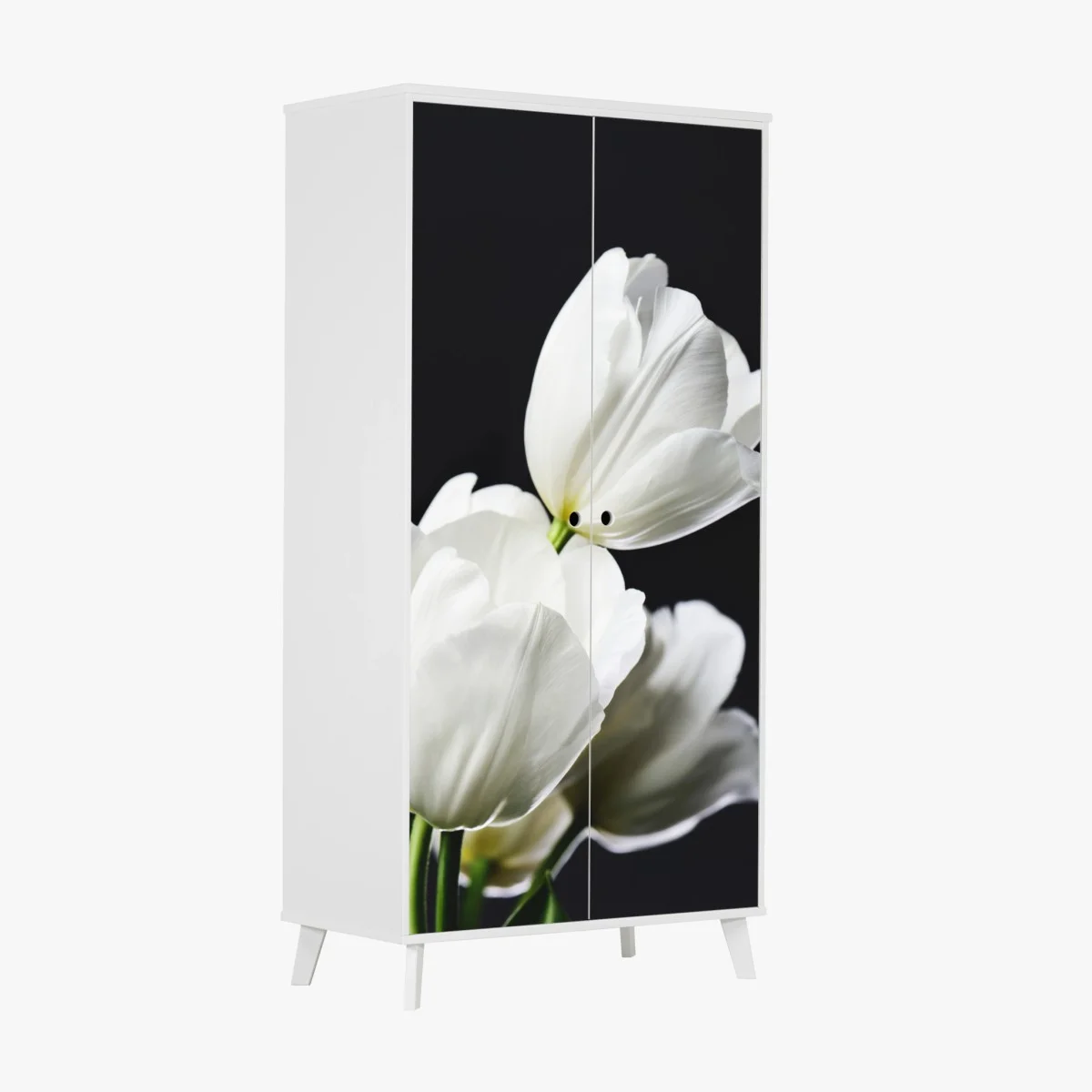 Sticker pour armoire bouquet de tulipes blanches sur fond noir – Wallnifity® Sticker pour armoire bouquet de tulipes blanches sur fond noir – Wallnifity®
