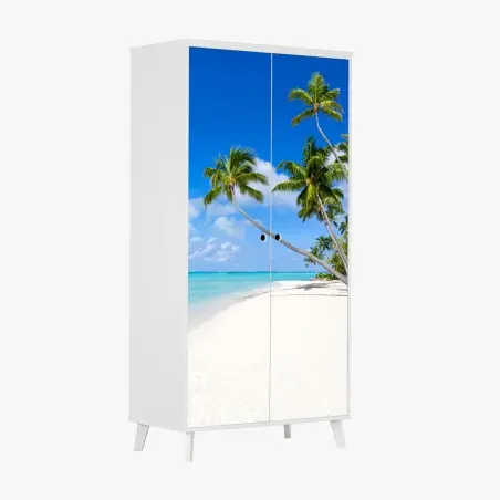 Sticker pour armoire paradis tropical de palmiers et plage immaculée – Wallnifity®