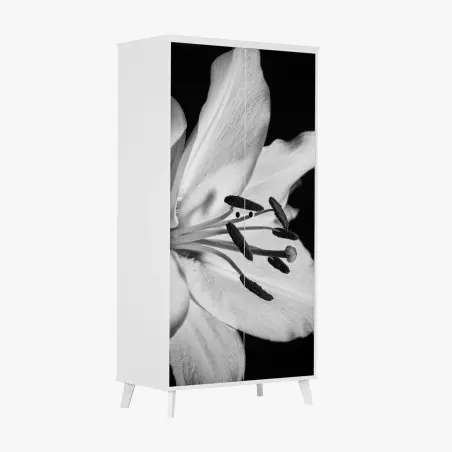 Sticker pour armoire élégance florale en noir et blanc – Wallnifity®