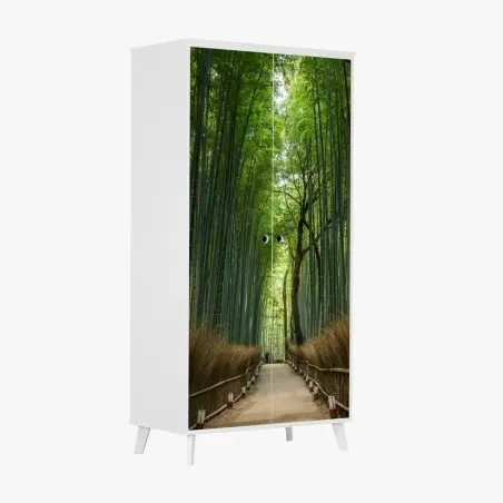 Sticker pour armoire allée de bambous zen en perspective – Wallnifity®