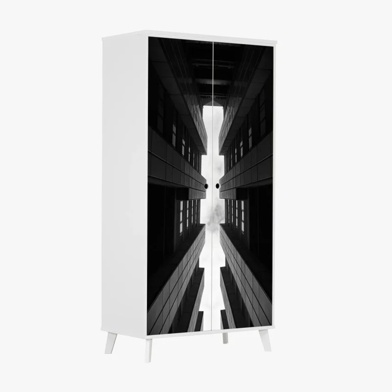 Sticker pour armoire perspective urbaine verticale entre tours – Wallnifity® Sticker pour armoire perspective urbaine verticale entre tours – Wallnifity®
