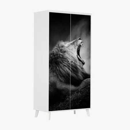 Sticker pour armoire roi de la savane en noir et blanc – Wallnifity®