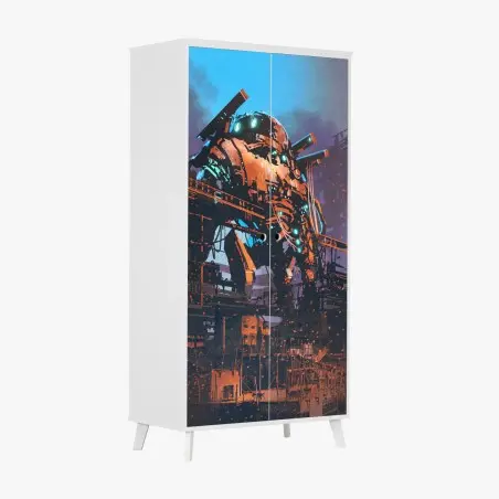 Sticker pour armoire robot géant en restauration dans une usine abandonnée – Wallnifity®