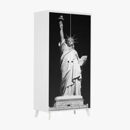 Sticker pour armoire portrait architectural de la Statue de la Liberté en noir et blanc – Wallnifity®