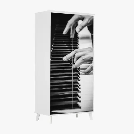 Sticker pour armoire mains de pianiste en noir et blanc – Wallnifity®