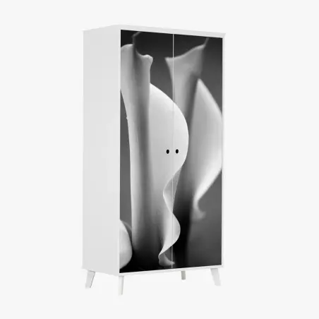 Sticker pour armoire élégance en courbes arums en noir et blanc – Wallnifity®