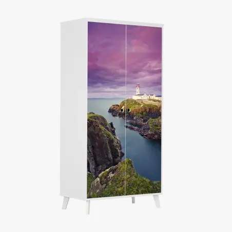 Sticker pour armoire phare au crépuscule sur falaise – Wallnifity®