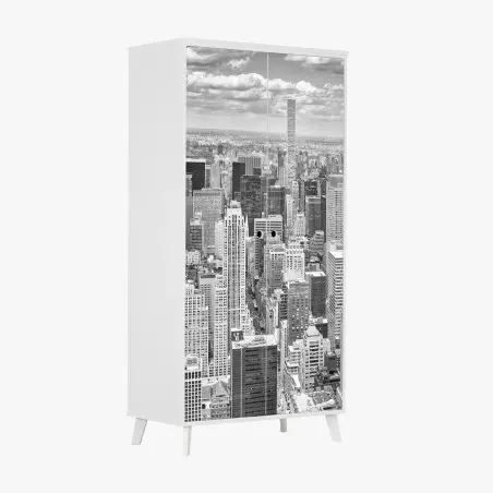 Sticker pour armoire panorama urbain en noir et blanc de New York – Wallnifity®