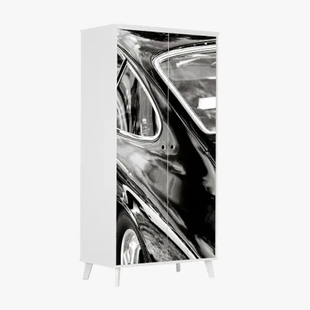 Sticker pour armoire élégantes courbes d'une voiture classique en noir et blanc – Wallnifity®