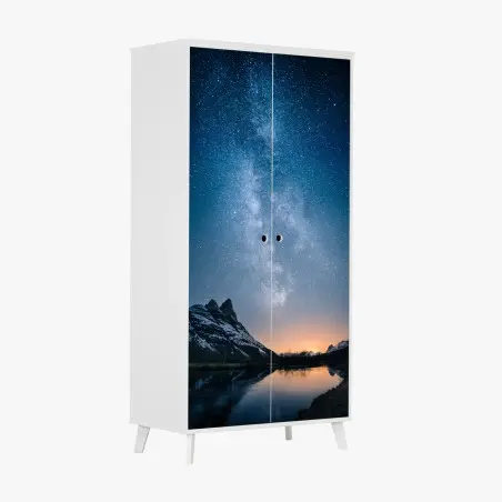 Sticker pour armoire voie lactée au-dessus des montagnes enneigées – Wallnifity®