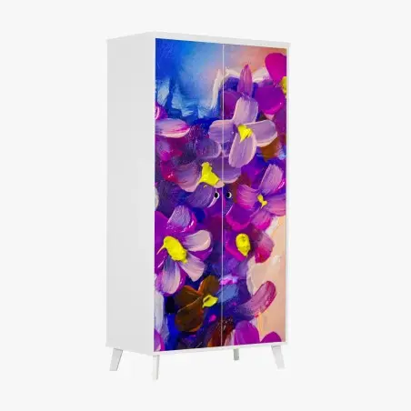 Sticker pour armoire composition florale violette abstraite – Wallnifity®