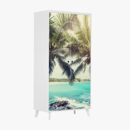 Sticker pour armoire paradis des cocotiers au bord de l'océan – Wallnifity®