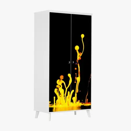 Sticker pour armoire explosion de peinture jaune sur fond noir – Wallnifity®