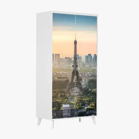 Sticker pour armoire coucher de soleil sur la Tour Eiffel, Paris – Wallnifity®