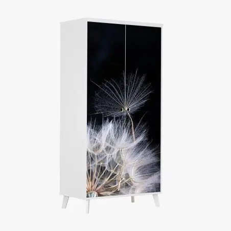 Sticker pour armoire élégance d'un pissenlit sur fond noir – Wallnifity®