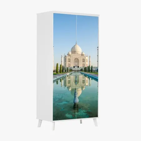 Sticker pour armoire reflet symétrique du Taj Mahal au lever du soleil – Wallnifity®