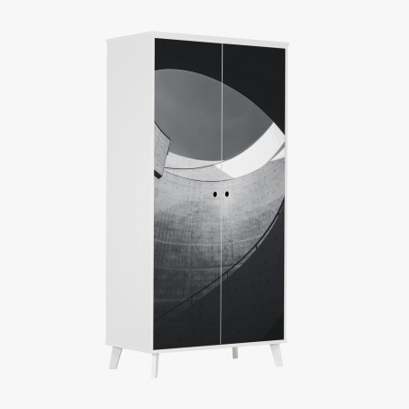 Sticker pour armoire abstraction architecturale en béton et courbes – Wallnifity®