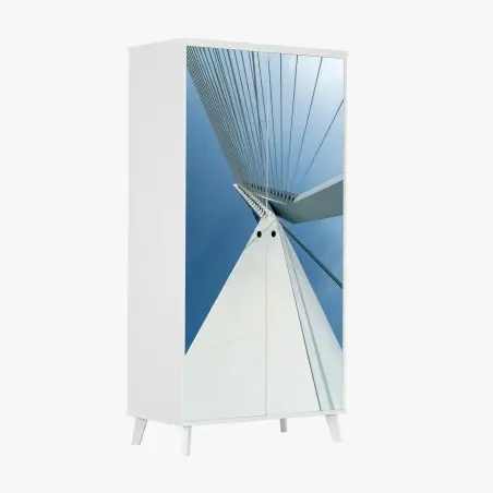 Sticker pour armoire perspective architecturale d'un pont à haubans – Wallnifity®