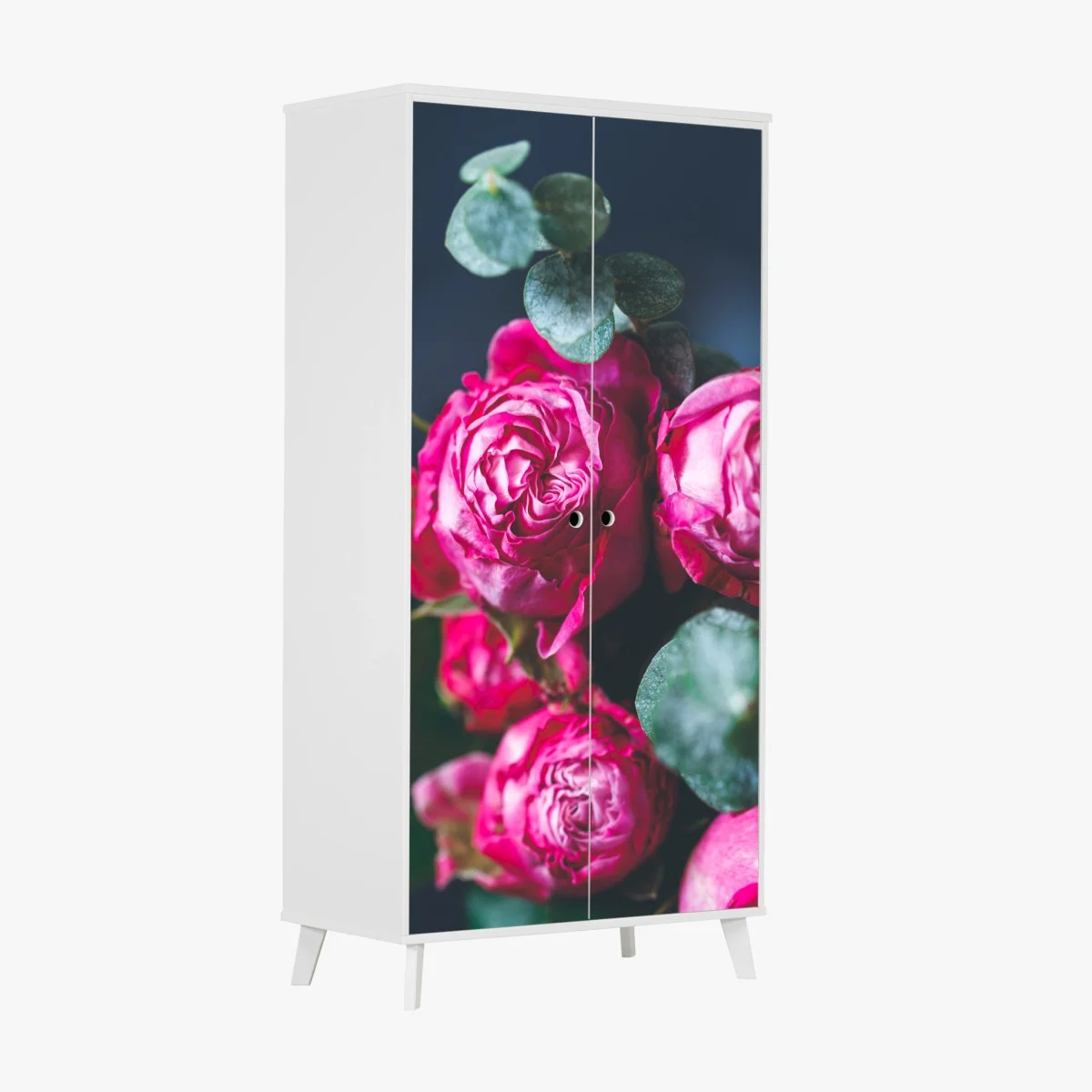 Sticker pour armoire roses fuchsia en gros plan sur fond bleu – Wallnifity® Sticker pour armoire roses fuchsia en gros plan sur fond bleu – Wallnifity®