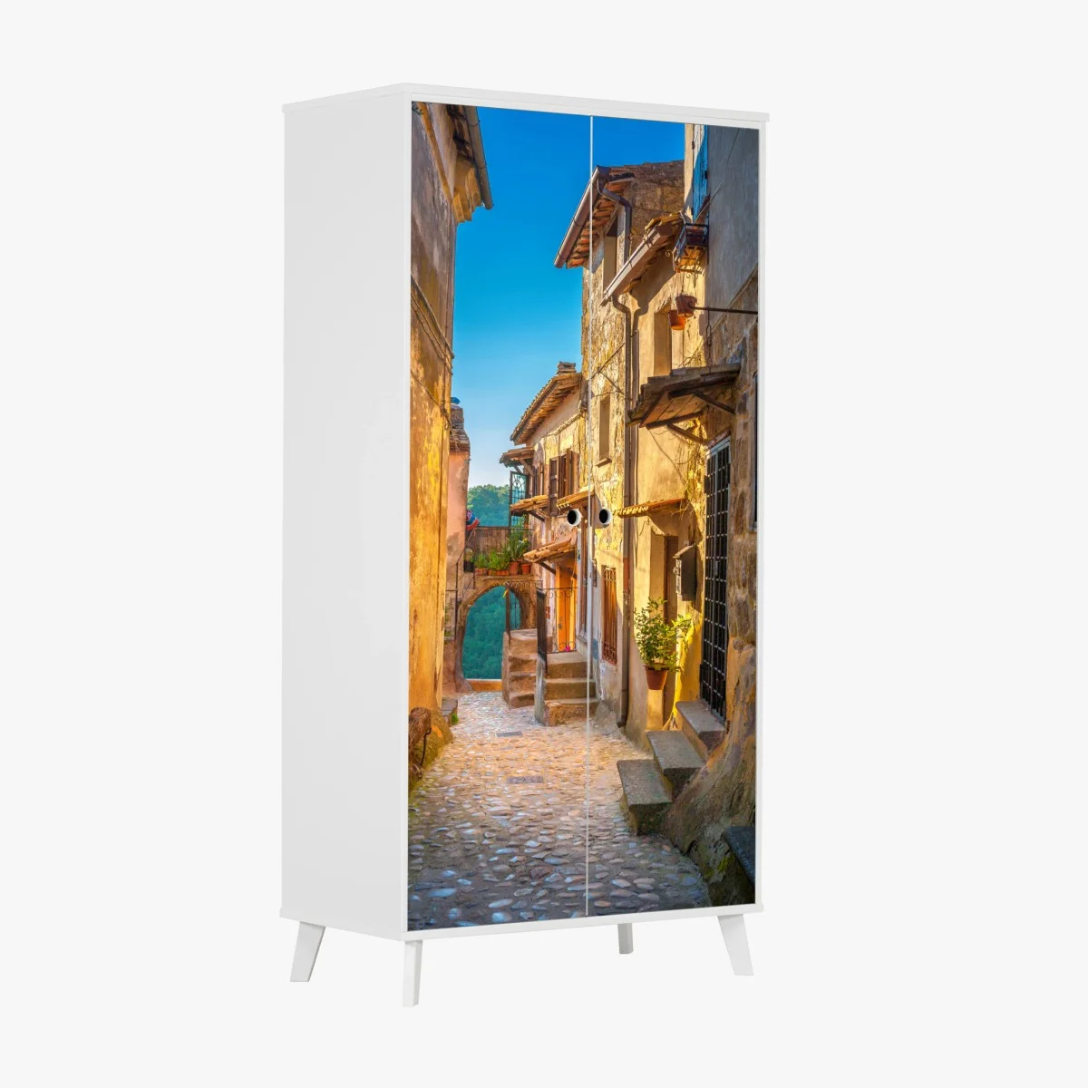 Sticker pour armoire ruelle médiévale au coucher de soleil Toscane – Wallnifity® Sticker pour armoire ruelle médiévale au coucher de soleil Toscane – Wallnifity®