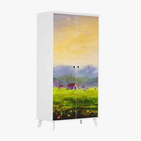 Sticker pour armoire aube bucolique dans la vallée – Wallnifity®