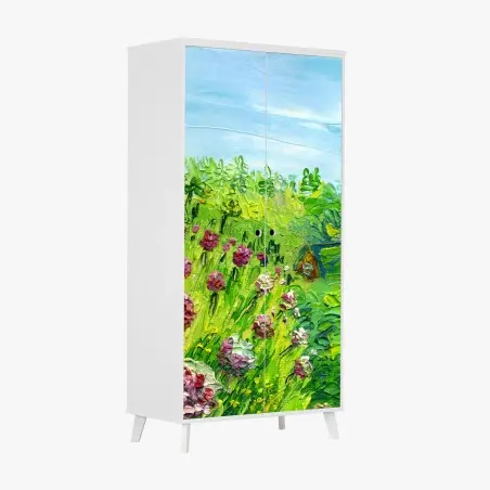 Sticker pour armoire pivoines au jardin en pâte au couteau – Wallnifity®