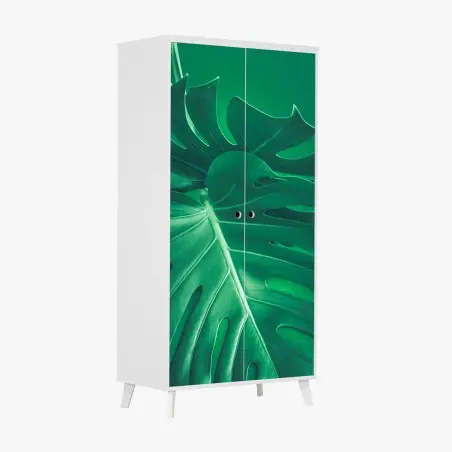 Sticker pour armoire feuille de monstera verte en gros plan – Wallnifity®