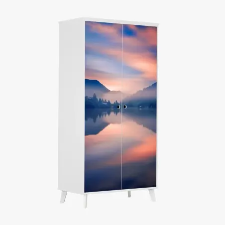 Sticker pour armoire brume matinale au lac de montagne – Wallnifity®