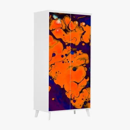 Sticker pour armoire nuances d'orange sur fond violet profond – Wallnifity®