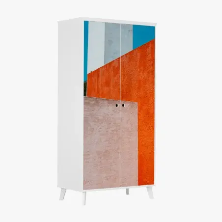 Sticker pour armoire composition géométrique aux murs colorés – Wallnifity®