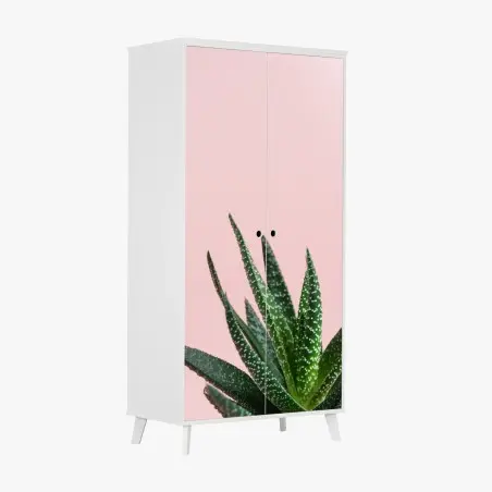 Sticker pour armoire aloe minimaliste sur fond rose – Wallnifity®