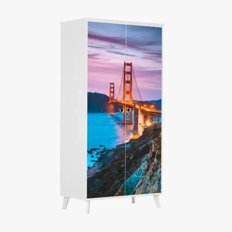 Sticker pour armoire coucher de soleil sur le Golden Gate Bridge à San Francisco – Wallnifity®