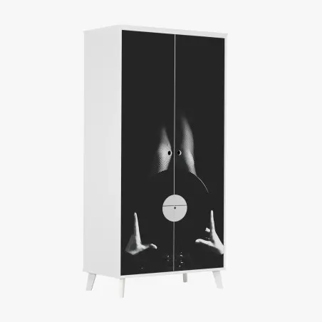 Sticker pour armoire vinyle en contraste: silhouette en bas résille – Wallnifity®