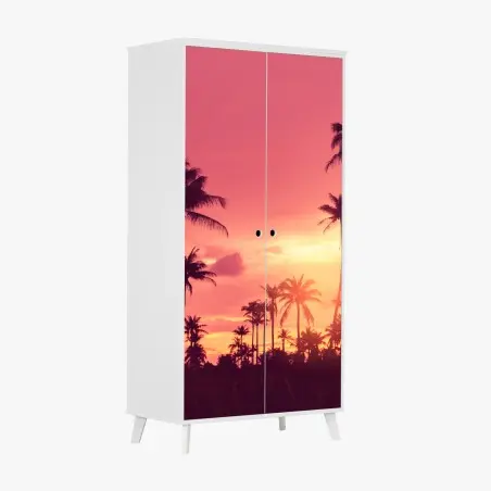 Sticker pour armoire coucher de soleil tropical aux palmiers – Wallnifity®