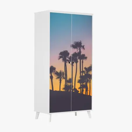 Sticker pour armoire crépuscule tropical aux palmiers – Wallnifity®