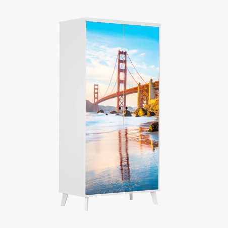 Sticker pour armoire vue emblématique du Golden Gate depuis Baker Beach – Wallnifity®