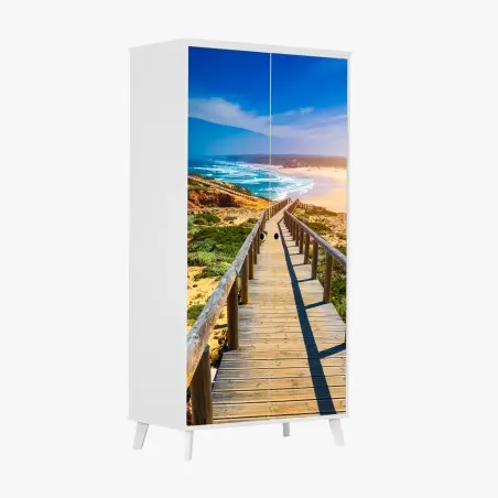 Sticker pour armoire sentier en bois vers la plage de Praia da Bordeira – Wallnifity®
