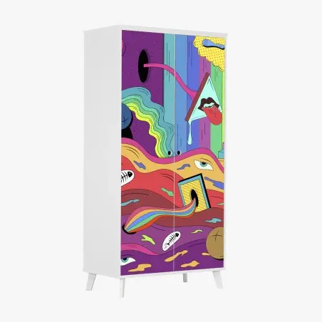 Sticker pour armoire rêve psychédélique en couleurs – Wallnifity®