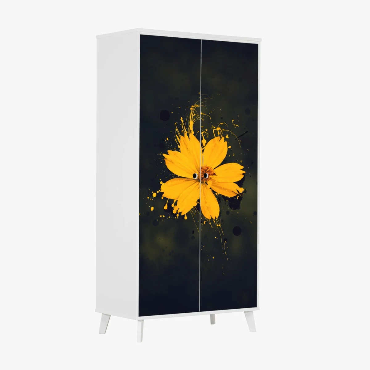 Sticker pour armoire fleur jaune en éclaboussures sur fond sombre – Wallnifity® Sticker pour armoire fleur jaune en éclaboussures sur fond sombre – Wallnifity®