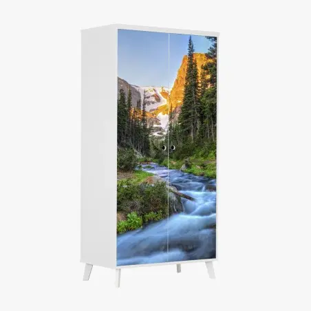 Sticker pour armoire cascade et sommet doré au Parc national de Rocky Mountain – Wallnifity®