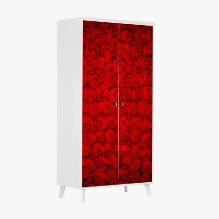 Sticker pour armoire mur de roses rouges romantiques – Wallnifity®