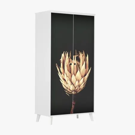 Sticker pour armoire fleur séchée minimaliste sur fond sombre – Wallnifity®