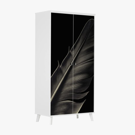 Sticker pour armoire plume délicate en noir et blanc – Wallnifity®