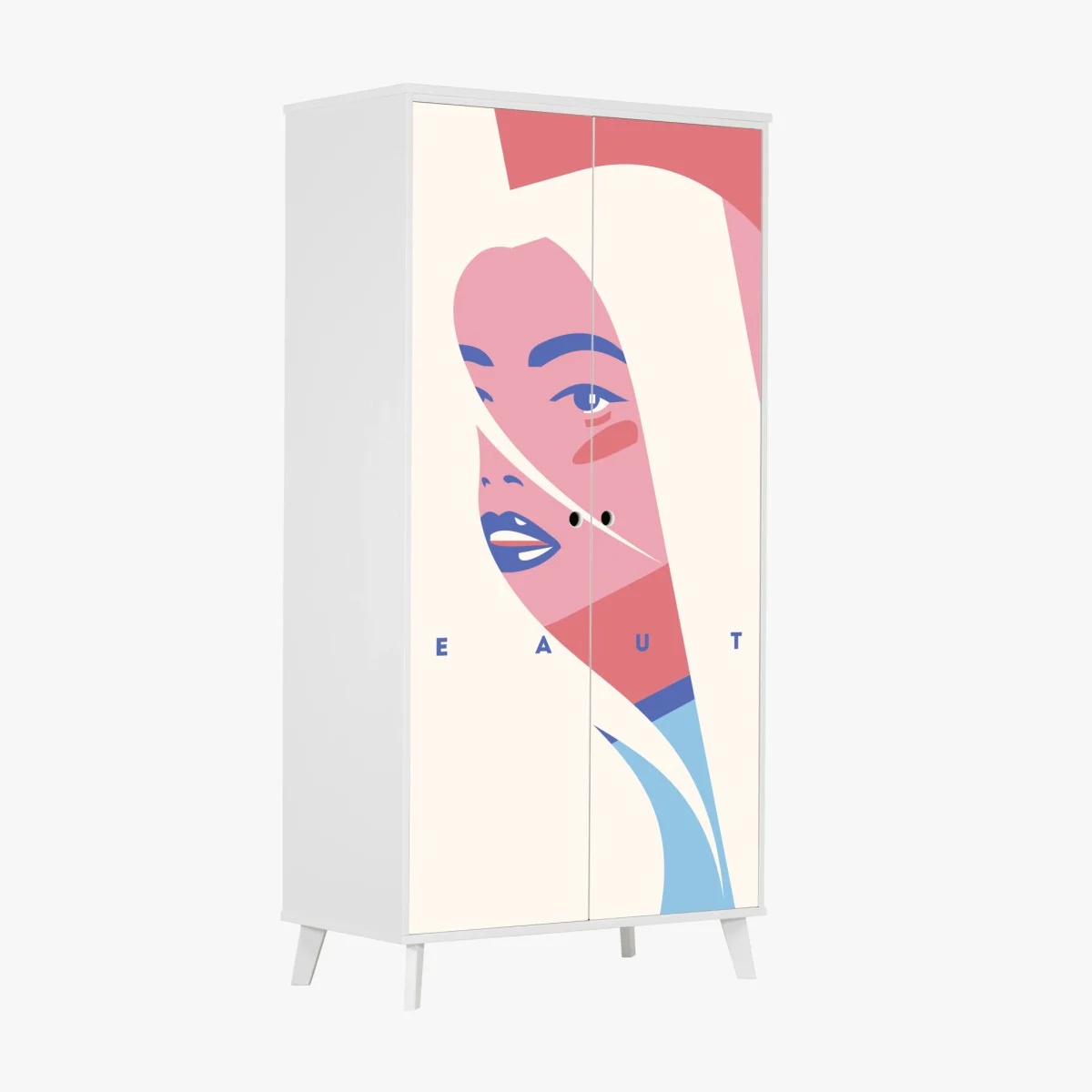 Sticker pour armoire portrait pop minimaliste aux tons pastel – Wallnifity® Sticker pour armoire portrait pop minimaliste aux tons pastel – Wallnifity®