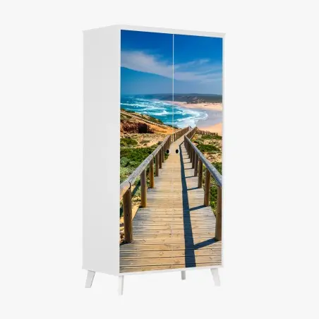 Sticker pour armoire chemin en bois vers Praia da Bordeira – Wallnifity®
