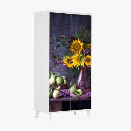 Sticker pour armoire bouquet de tournesols et fruits d'automne – Wallnifity®