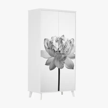 Sticker pour armoire fleur de lotus monochrome élégante – Wallnifity®