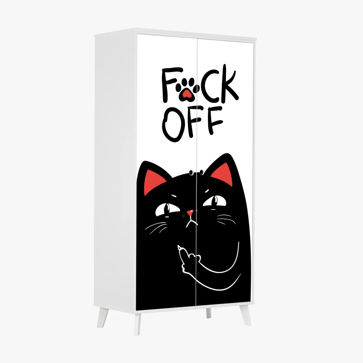 Sticker pour armoire chat noir insolent au message provocateur – Wallnifity® Sticker pour armoire chat noir insolent au message provocateur – Wallnifity®