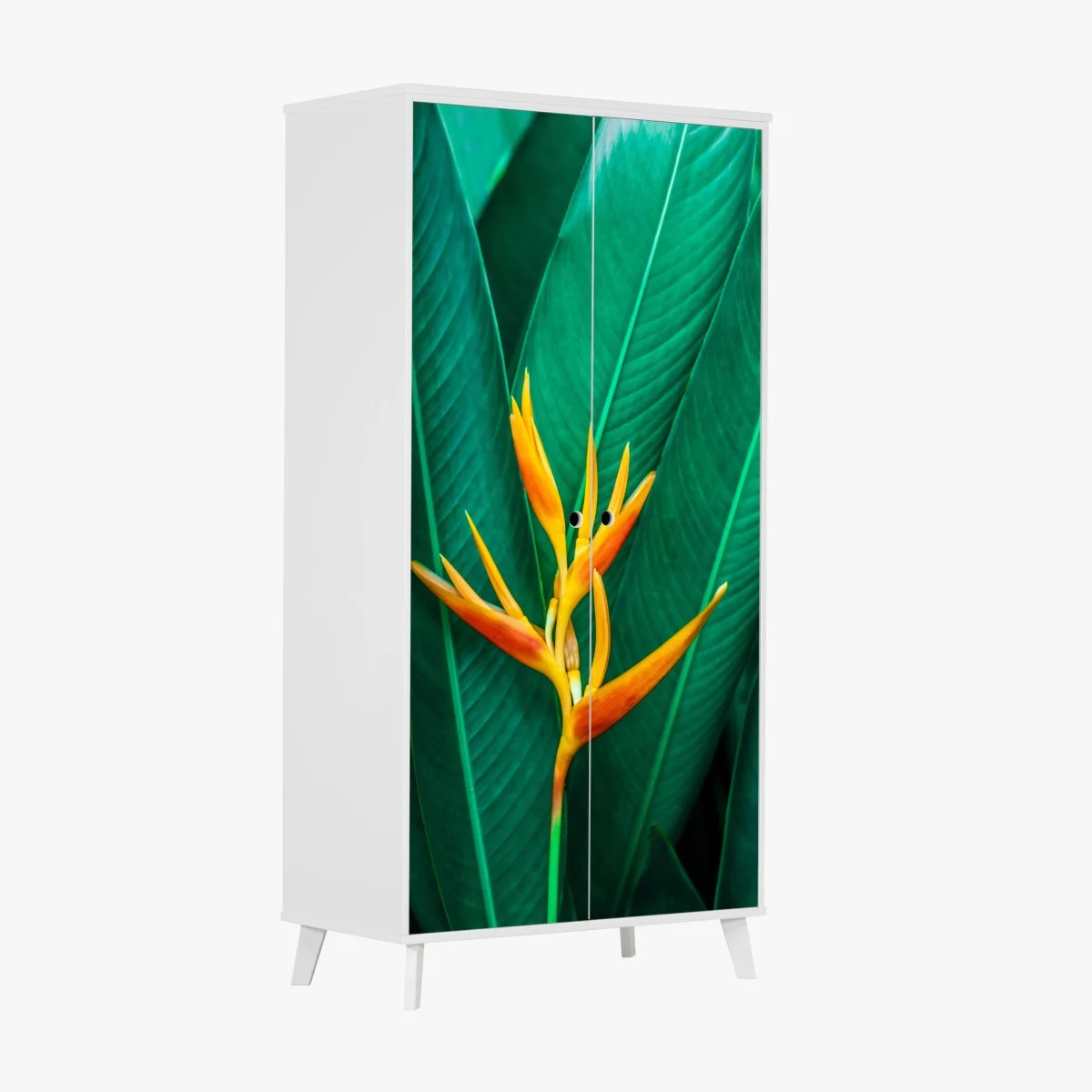 Sticker pour armoire fleur tropicale orange sur feuillage vert – Wallnifity® Sticker pour armoire fleur tropicale orange sur feuillage vert – Wallnifity®