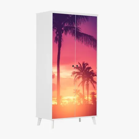 Sticker pour armoire coucher de soleil tropical aux palmiers – Wallnifity®